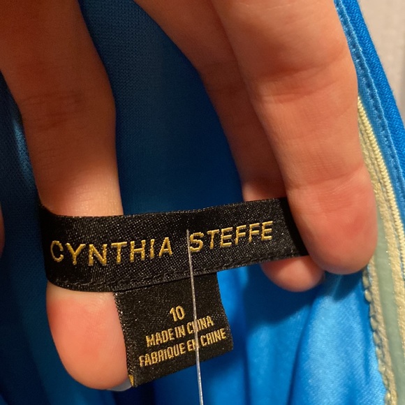 Cynthia Steffe Midi Dress Halter Neck Knee Length Blue Size 10 - Picture 11 of 17